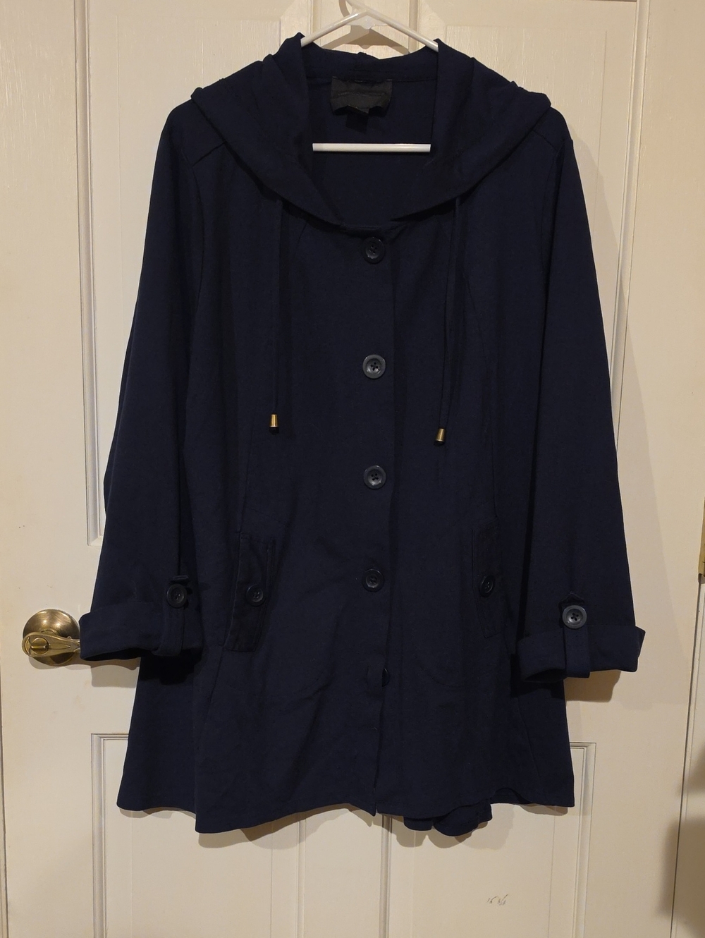 Christian Siriano NY Navy Blue Hooded Swing Jacket - Plus Size 2X